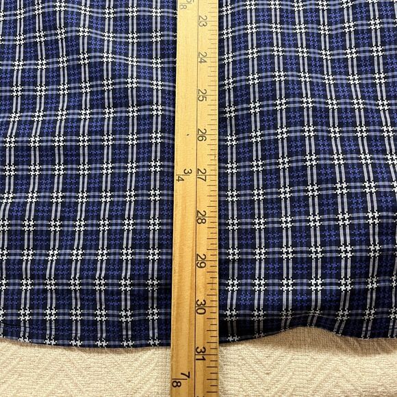 Bugatchi Shirt Mens 2XL Blue White Plaid Long Sleeve Shaped Fit Button Up - Picture 10 of 10